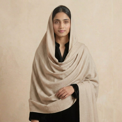 Classic Light Beige Pashmina Chadder - Soft & Elegant Winter Wrap